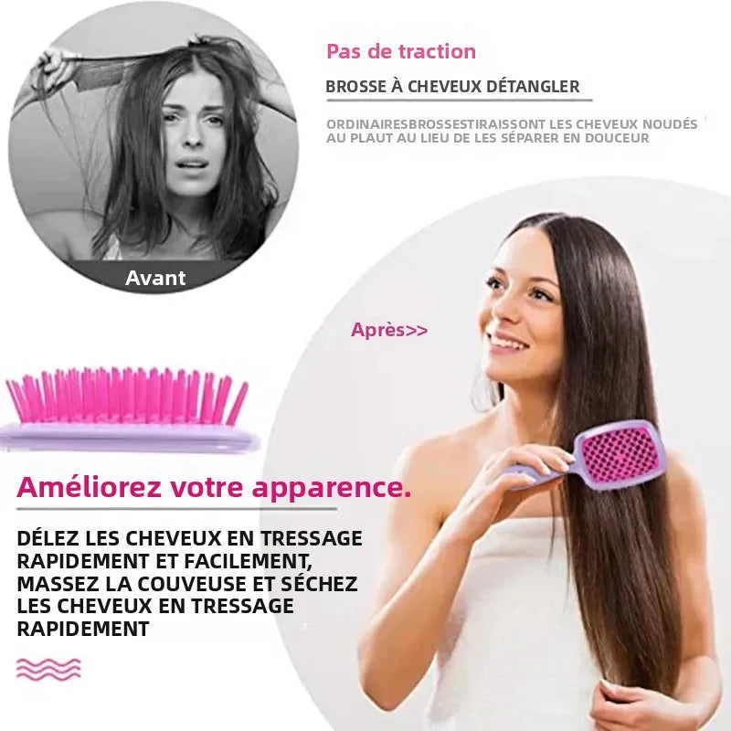 10/20pcs Hollow Out Detangling Hair Comb – Elastic Bristles Detangling Hair Comb PLUSH