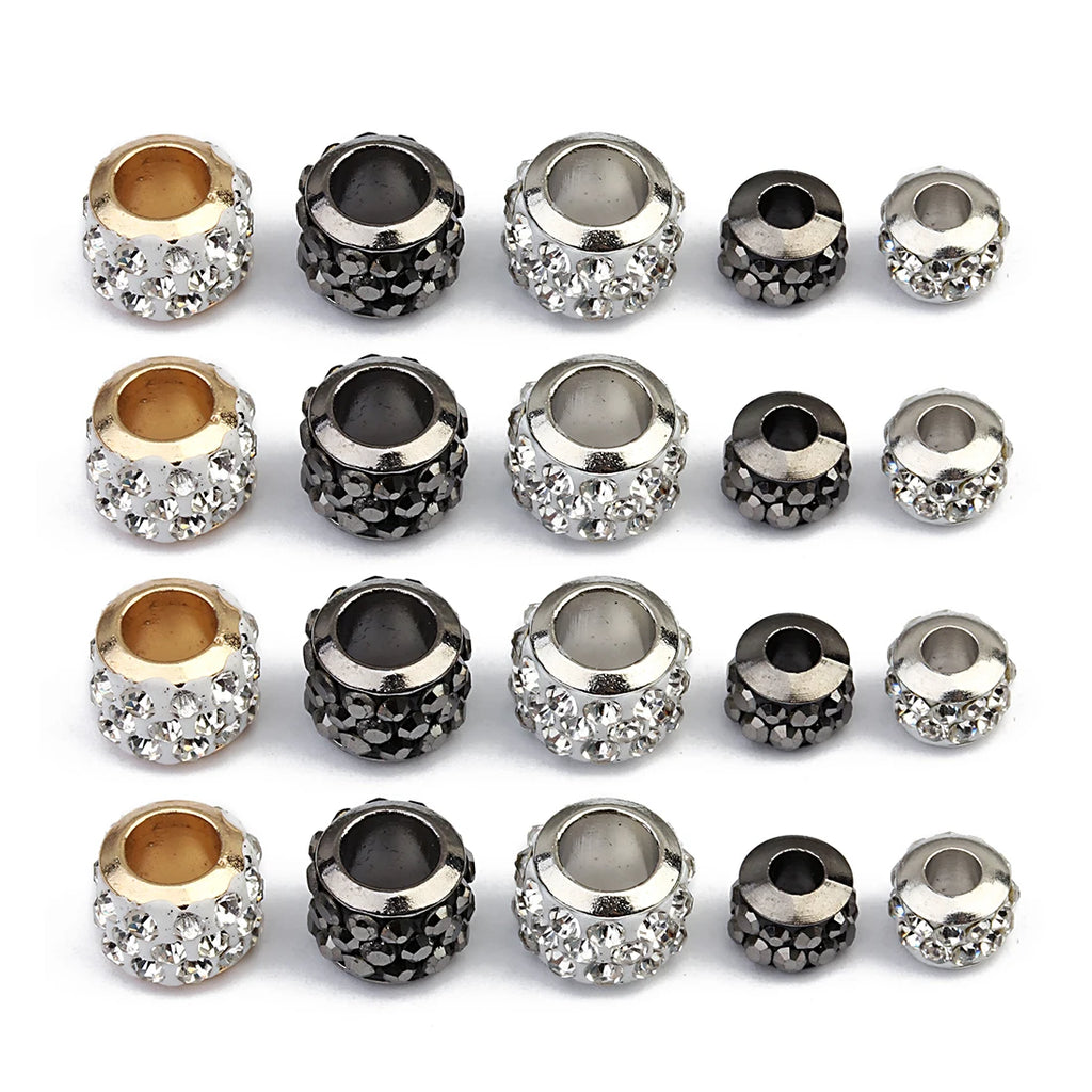 20pcs Shambhala Rhinestone Crystal Beads – Big Hole DIY Jewelry Crystal Spacer Beads PLUSH