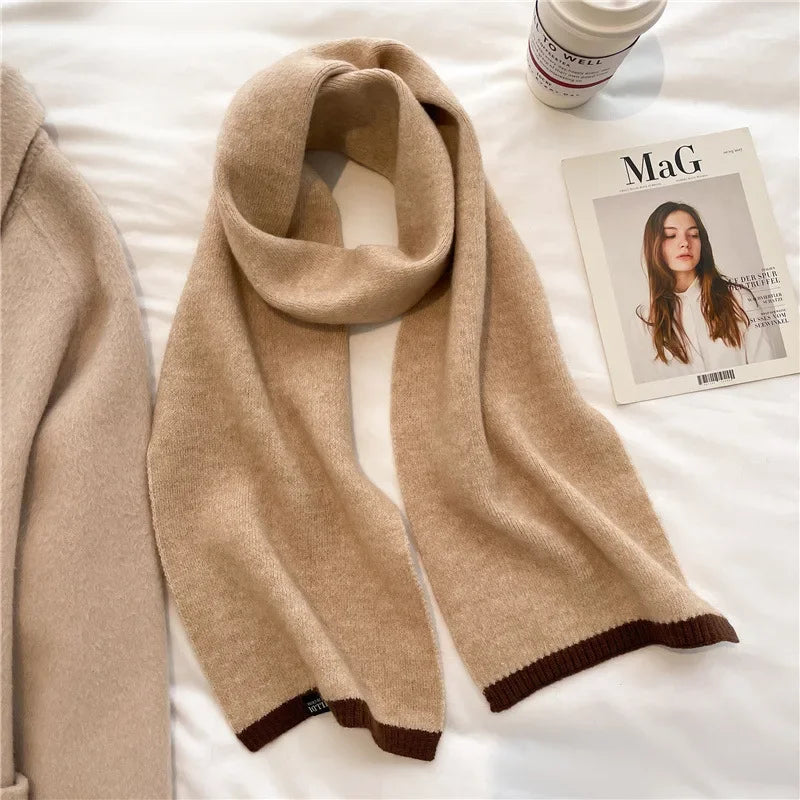 Knitted Winter Scarf for Men & Women – Soft Solid Wrap Winter Scarf PLUSH Camel coffee 160x22cm