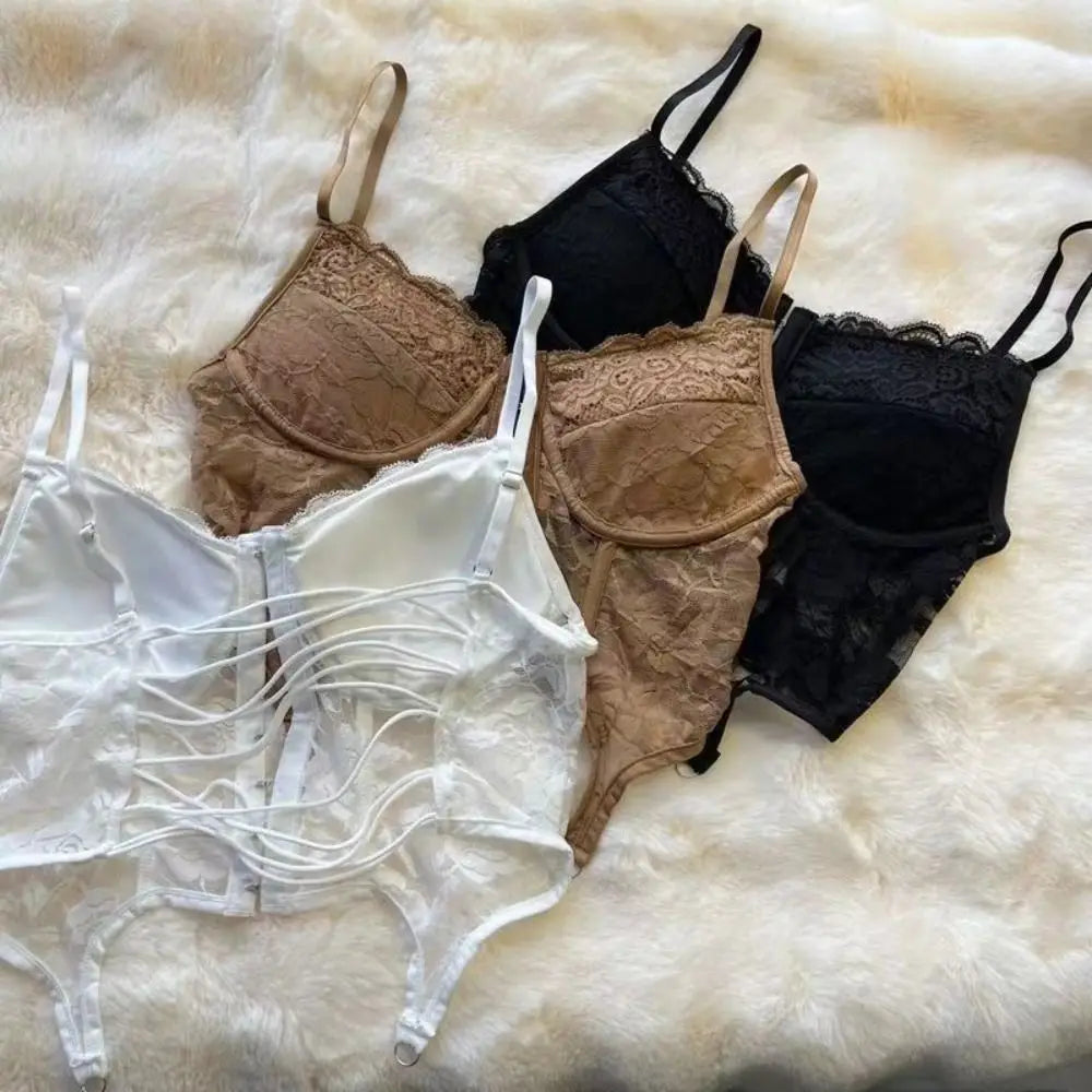 Y2K V-Neck Lace Corset Camisole Top | Adjustable Straps Lace Corset Camisole PLUSH