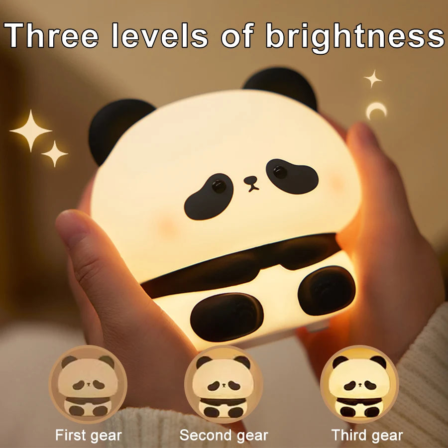 Panda Night Light LED Touch Lamp – USB Rechargeable, 3 Levels LED Night Light PLUSH