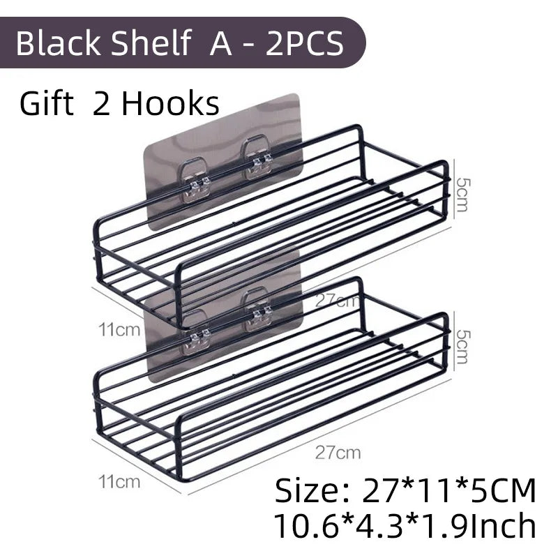 No-Drill Aluminum Corner Shower Shelf & Bathroom Wall Organizer Bathroom Corner Shelf PLUSH