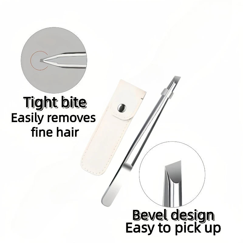 Ouriner Stainless Steel Slant Tweezers – Eyebrow & Beard Tool Eyebrow Tweezers PLUSH