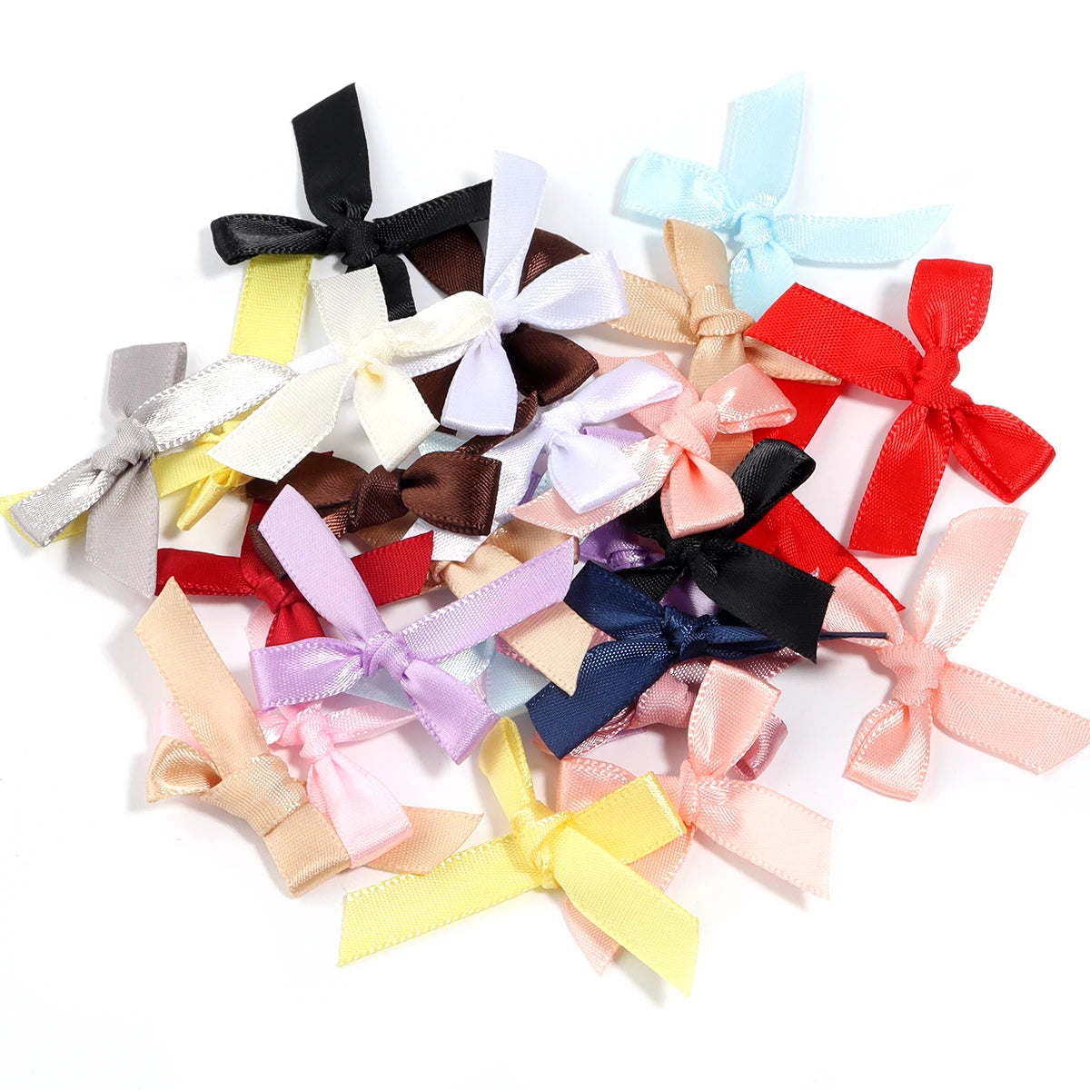 50pcs Colorful Polyester Handmade Bows – DIY Jewelry & Hair Craft Craft Bow Embellishments PLUSH mixed