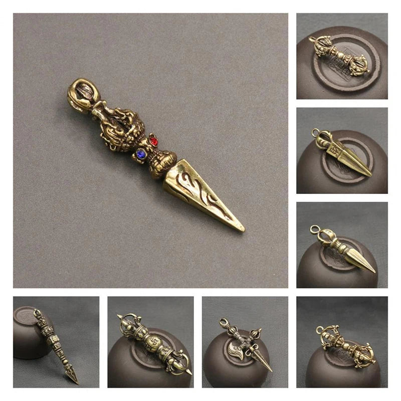 Tibetan Buddhist Vajra Brass Pendant – Nepal Handcraft Charm Jewelry Pendant Charm PLUSH
