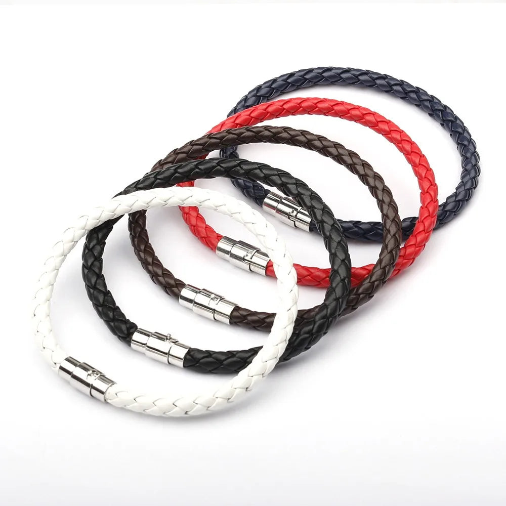 Braided Leather Bracelet Unisex Magnetic Clasp – Multi Colors Leather Cord Bracelet PLUSH