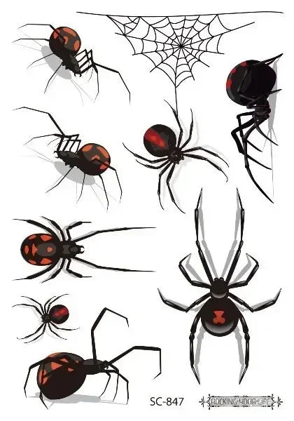 Spider Temporary Tattoo Sticker – Herbal Ink, Lasts 1-2 Weeks Temporary Tattoo Sticker PLUSH SC-847