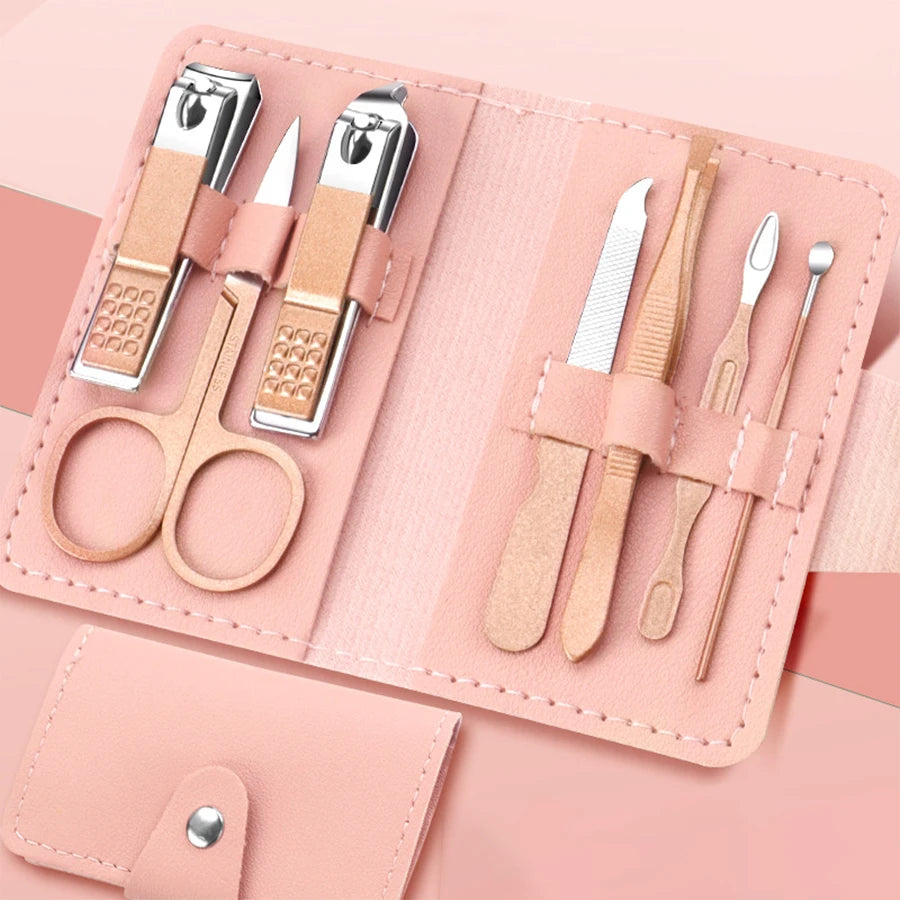 Ouriner 7-Piece Stainless Steel Nail Clipper Manicure Set Manicure Tool Set PLUSH