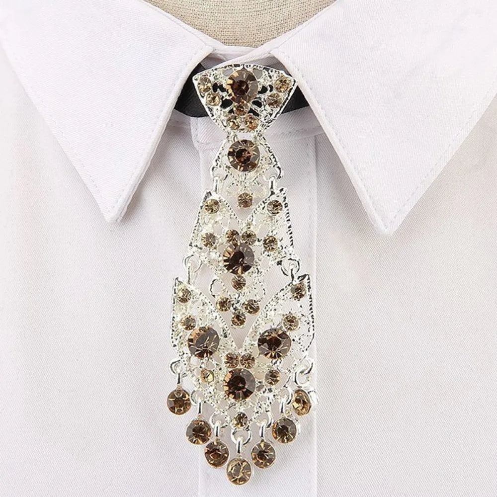 Rhinestone Crystal Necktie – Adjustable Tassel Formal Tie Rhinestone Necktie PLUSH Style2