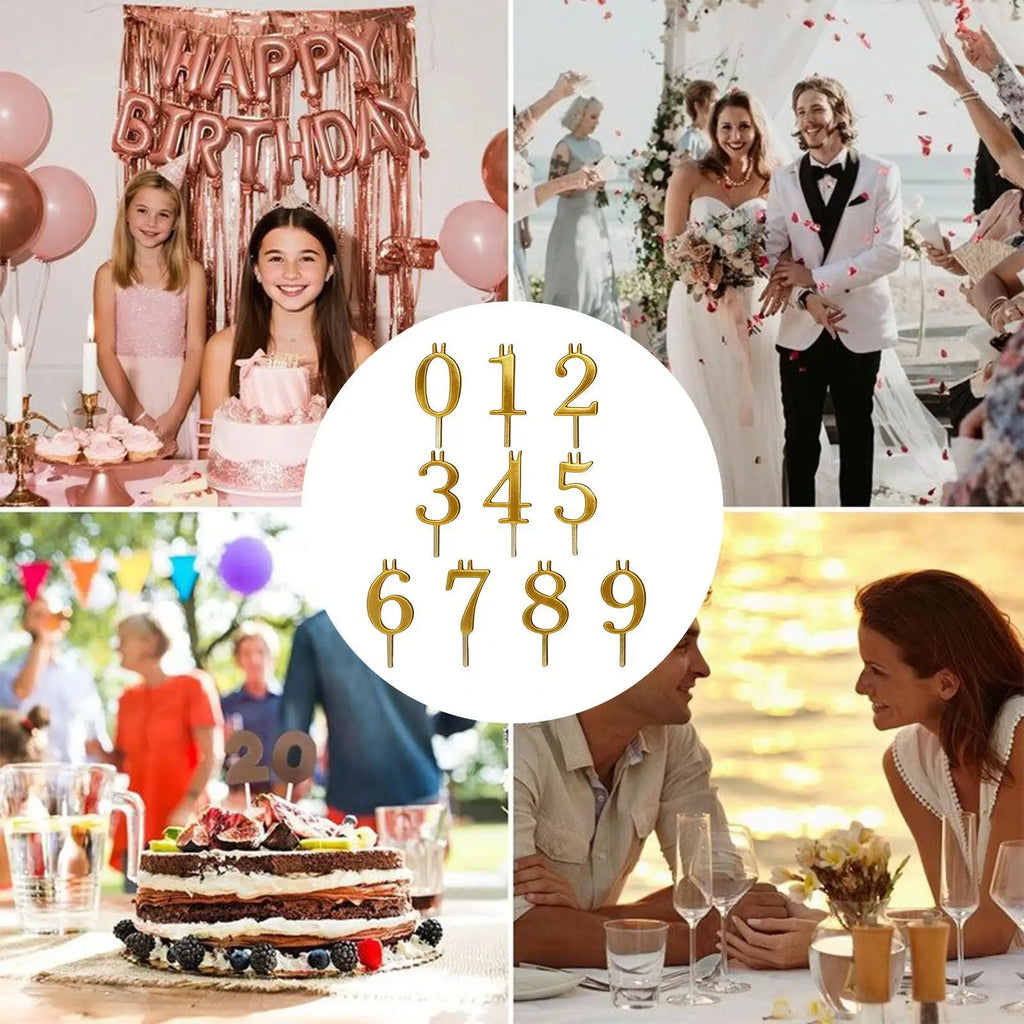 Number Candles 0–9 | Birthday Cake Topper Set (10 Pcs) Birthday Cake Candles PLUSH