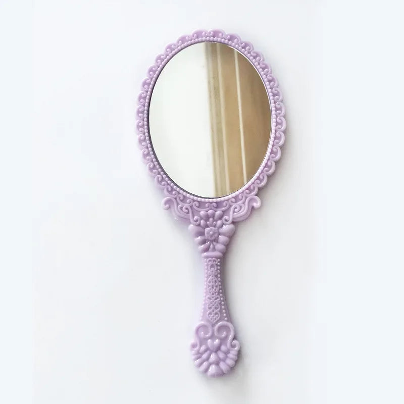 Vintage Handheld Makeup Mirror – Portable Round Cosmetic Mirror Handheld Makeup Mirror PLUSH Purple