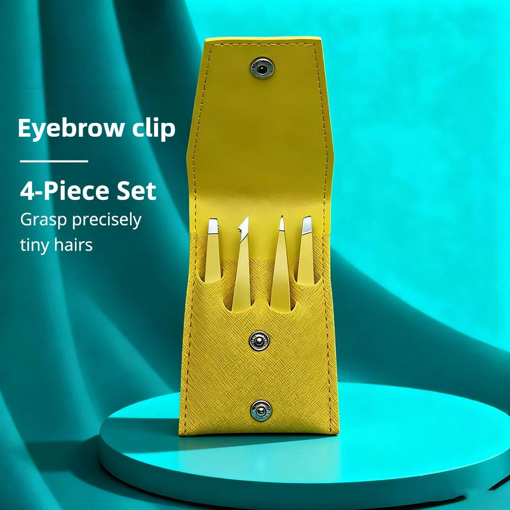 Ouriner Stainless Steel Slant Tweezers Set – Precision Brow Tool Eyebrow Tweezers Set PLUSH