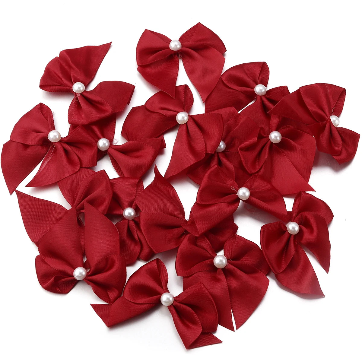 20pcs Satin Ribbon Bows 5.5x6cm – DIY Craft Decoration Satin Ribbon Bows PLUSH Wine Red 5.5cmx6cm