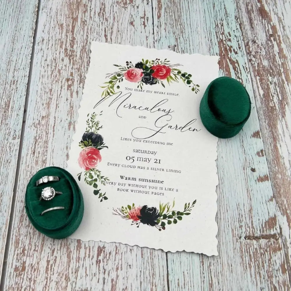 Velvet Ring Box 2 & 3 Slots Oval Vintage Jewelry Gift Box Velvet Ring Box PLUSH
