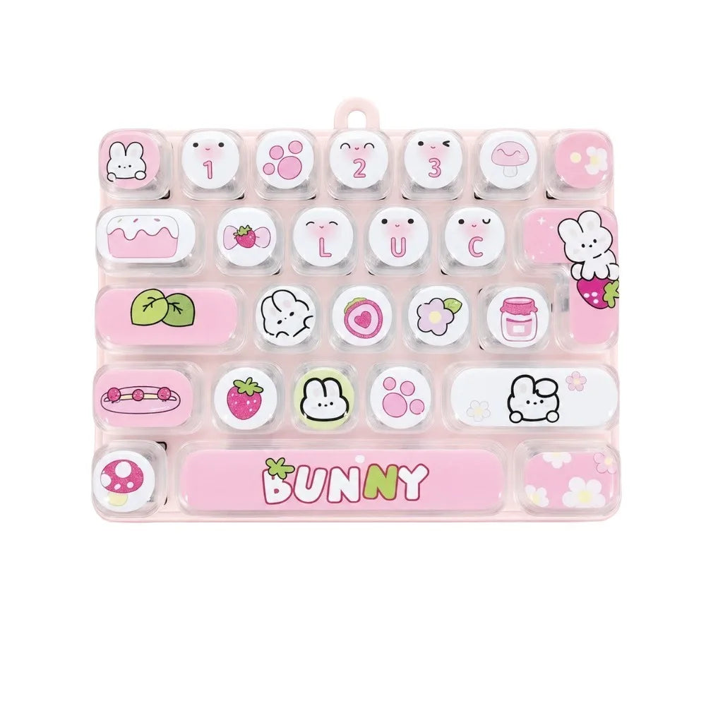 26 Grid Keycap Keychain – Cute Cartoon Animal Fingertip Button Novelty Keychain Toy PLUSH Style 6