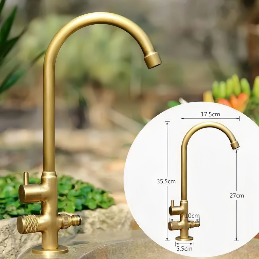 Outdoor Brass Cold Water Faucet – Courtyard Garden Tap Outdoor Water Faucet PLUSH