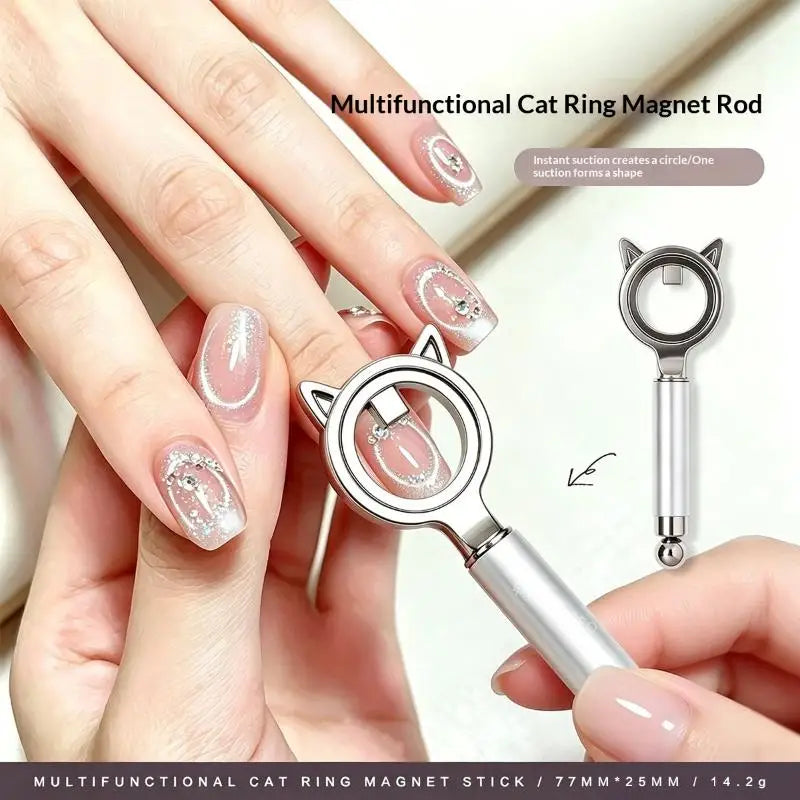 Hollow Cat Eye Nail Magnet – 3-Second Black Hole Effect Nail Art Magnet PLUSH Silver