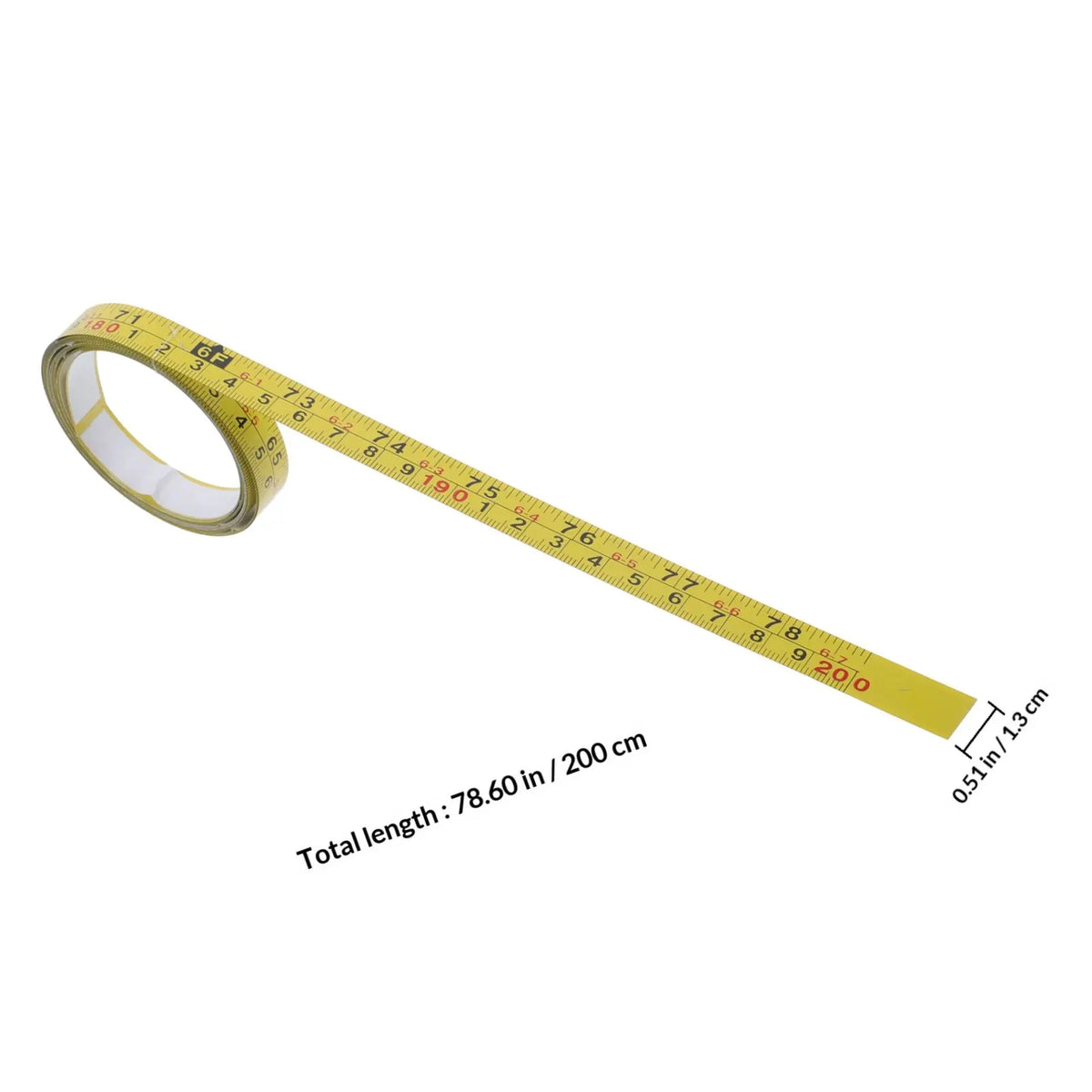 Self-Adhesive Steel Measuring Tape – Metric & Imperial 200cm Adhesive Measuring Tape PLUSH Yellow
