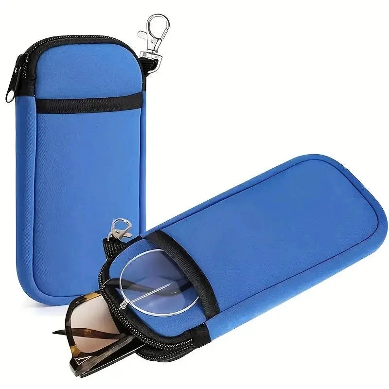 Soft Zippered Eyeglass Case with Hanging Buckle | Glasses Bag Eyeglass Storage Case PLUSH