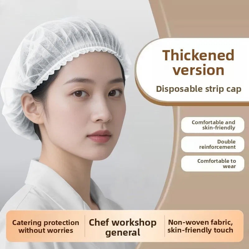 Disposable Non-Woven Hairnet Caps – Elastic Breathable Sanitary Disposable Hairnet Cap PLUSH