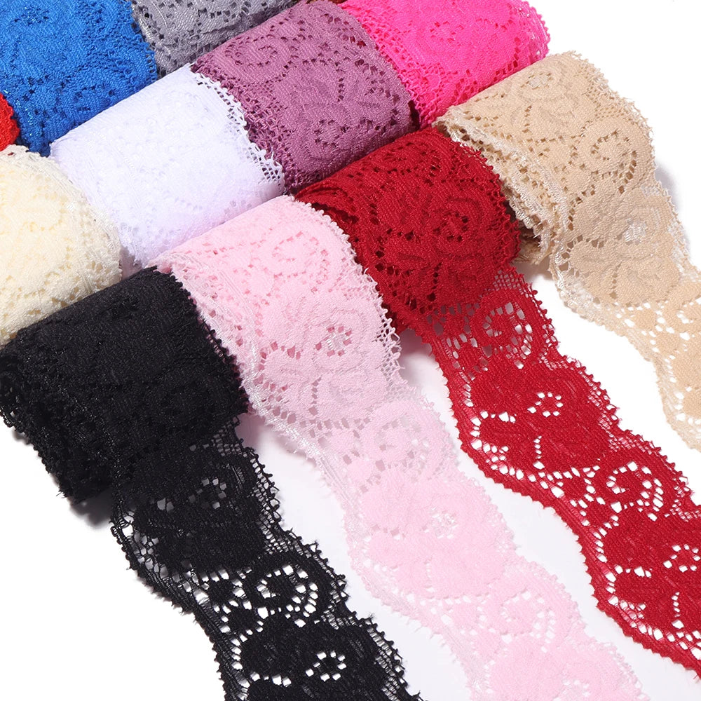 35mm Elastic Floral Lace Trim 2 Yards – DIY Sewing & Hairbands Elastic Lace Trim PLUSH