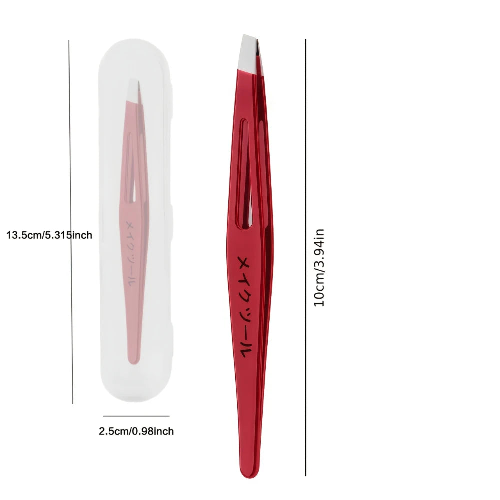 Slant Tip Stainless Steel Tweezers – Eyebrow & Facial Grooming Eyebrow Tweezers PLUSH