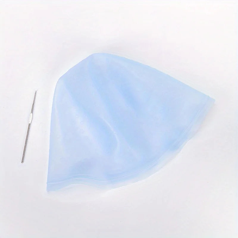 Silicone Hair Highlight Cap with Hook Needle – Frosting Hair Coloring Cap PLUSH Blue