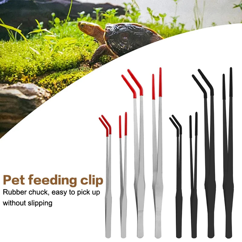 Stainless Steel Reptile Feeding Tongs with Rubber Tips | Straight & Curved Reptile Feeding Tongs PLUSH