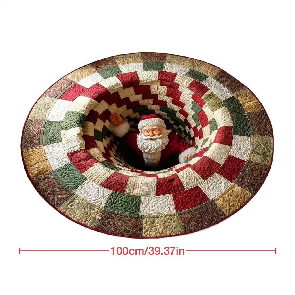 Christmas 3D Illusion Santa Gnome Rug – Non-Slip Holiday Mat Holiday Area Rug PLUSH