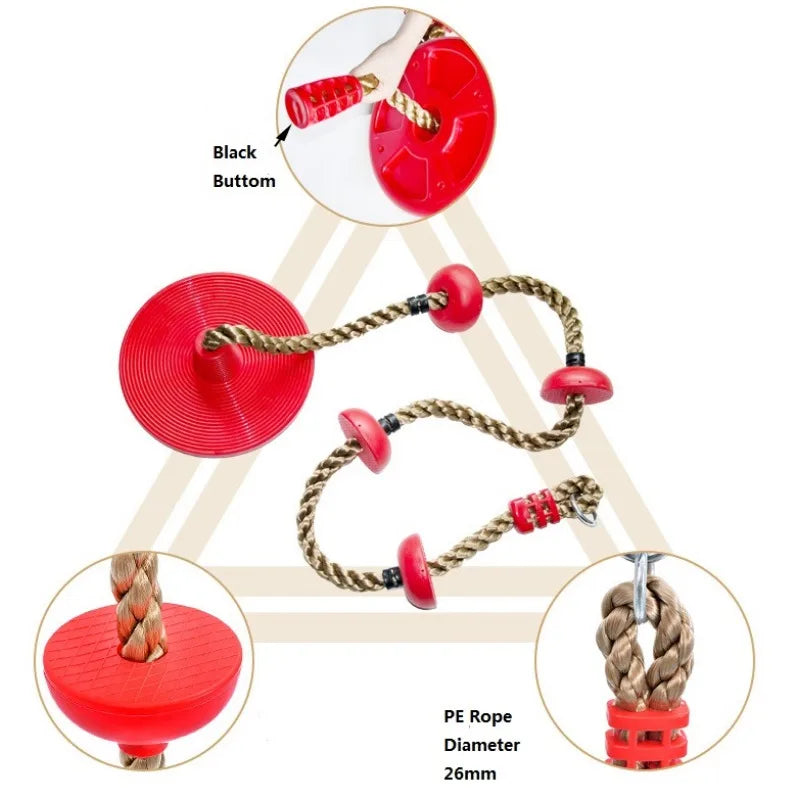Kids Outdoor Climbing Toy – Disc Swing, Rings & Rope Set Kids Climbing Play Set PLUSH