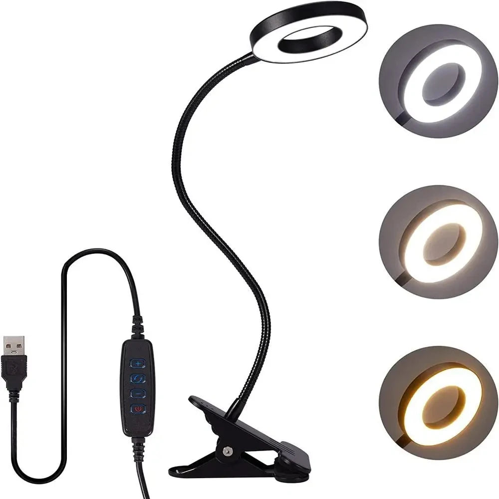 USB LED Clamp Desk Lamp – 48 LEDs Dimmable Flexible Reading Light Clamp Desk Lamp PLUSH USB No plug