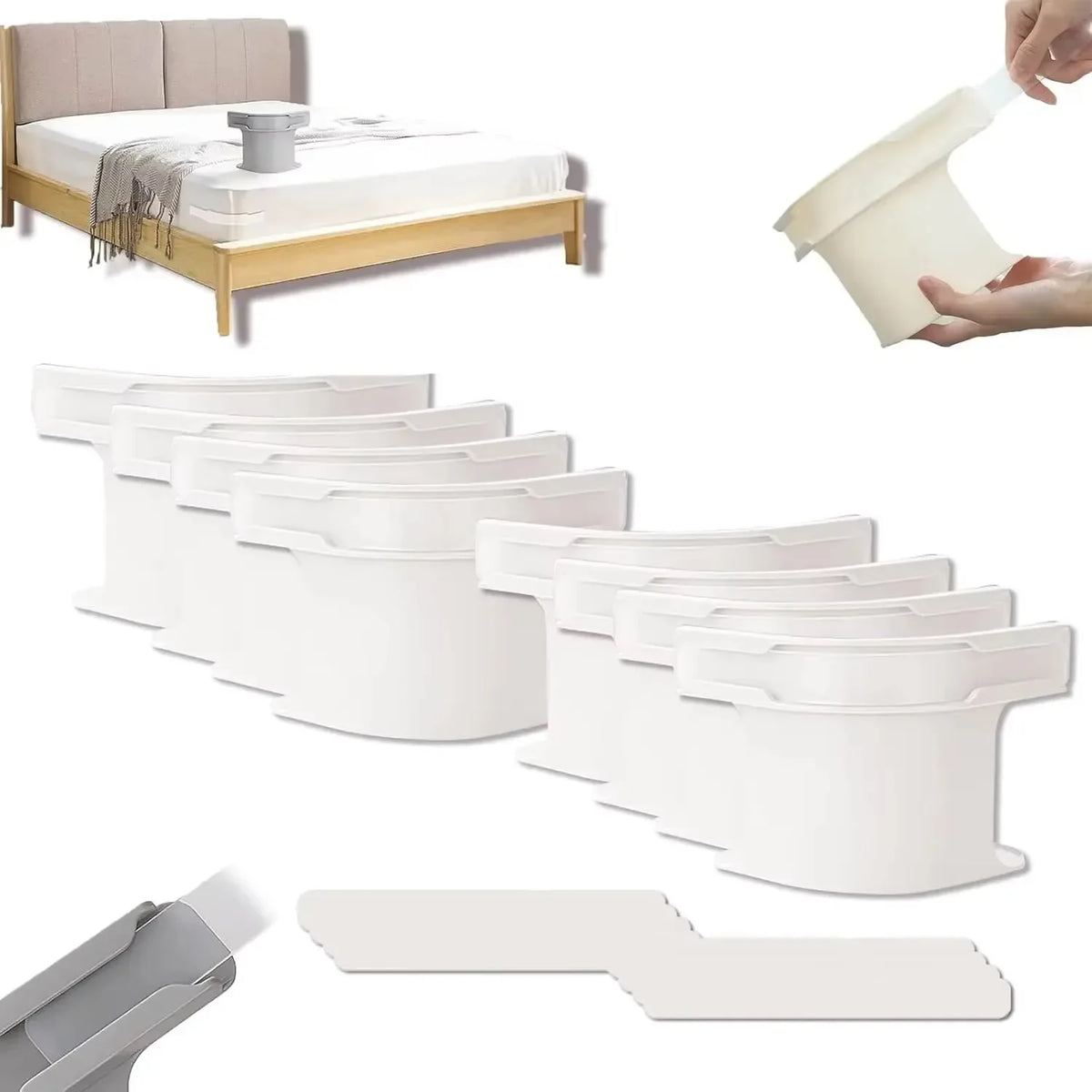 Heavy Duty Bed Sheet Corner Clips & Grippers – 4 or 8 Pcs Bed Sheet Clips PLUSH White 8Pcs