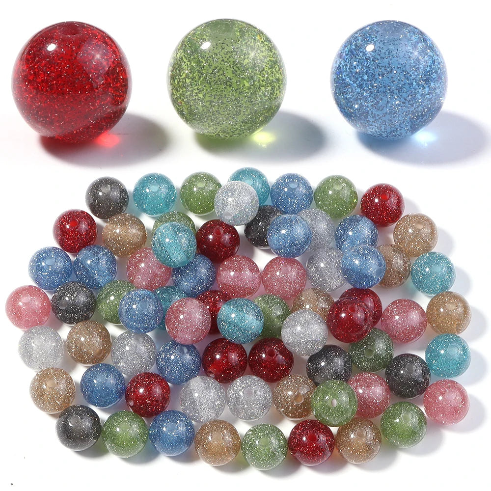 20pcs Gypsophila Resin Beads – Colorful Sparkle Round DIY Jewelry Resin Jewelry Beads PLUSH