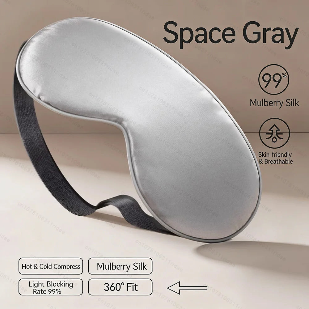 MERALL Mulberry Silk Sleep Eye Mask – 3D Blackout Eyeshade Silk Sleep Eye Mask PLUSH grey