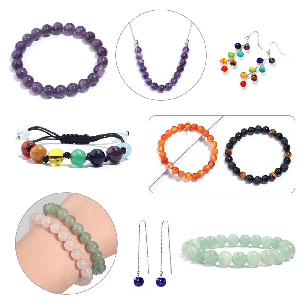 7 Chakra Natural Stone Agate Crystal Beads – DIY Jewelry Natural Stone Beads PLUSH