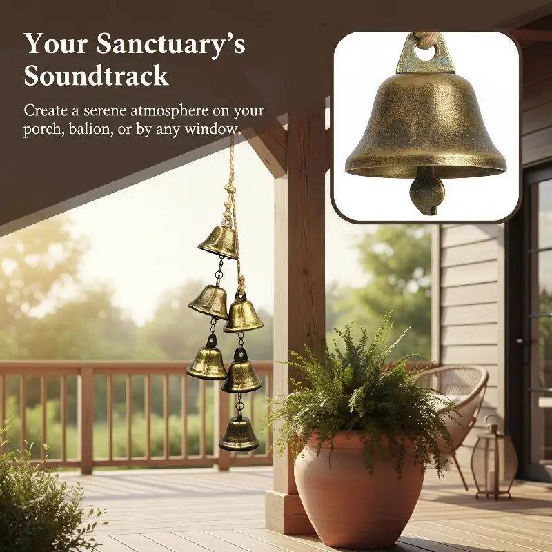 Vintage Brass Hanging Bells – Rustic Wind Chime Wall Decor Wind Chime Decor PLUSH