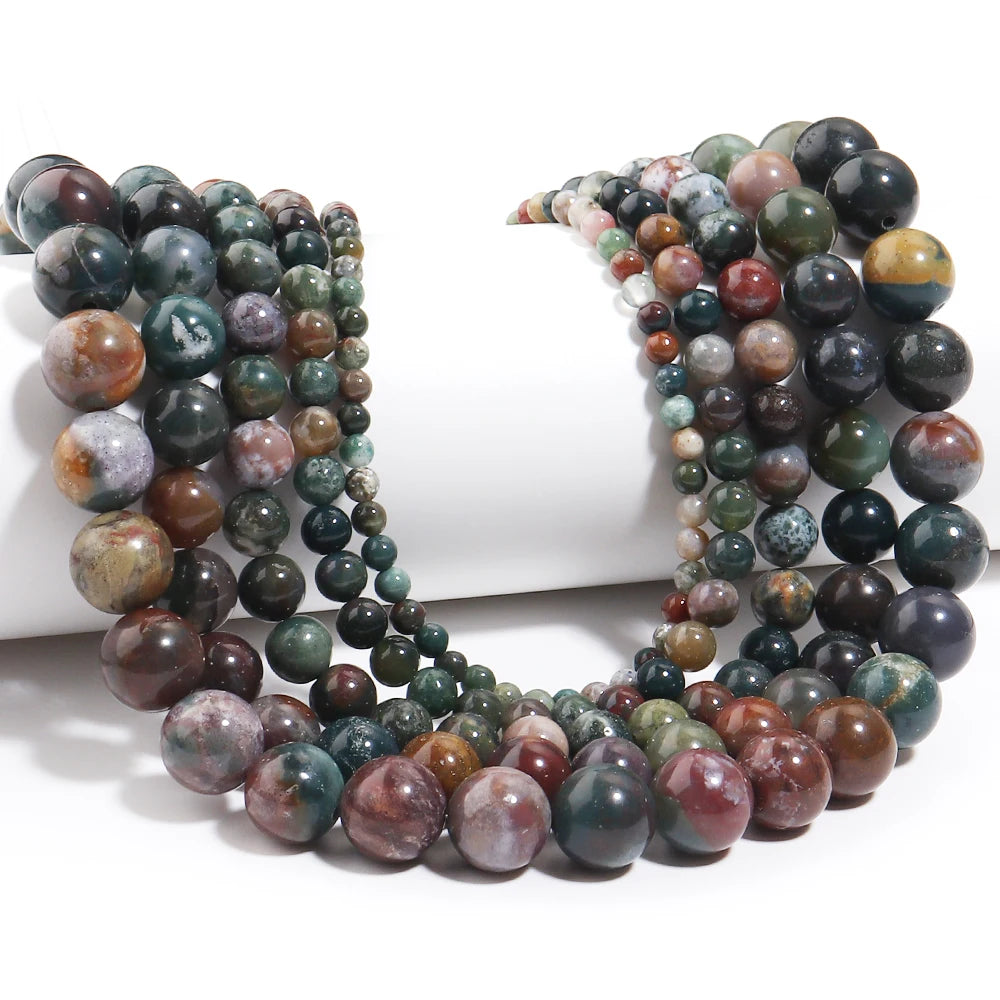 Indian Agate Round Natural Stone Spacer Beads 4–12mm DIY Natural Stone Beads PLUSH