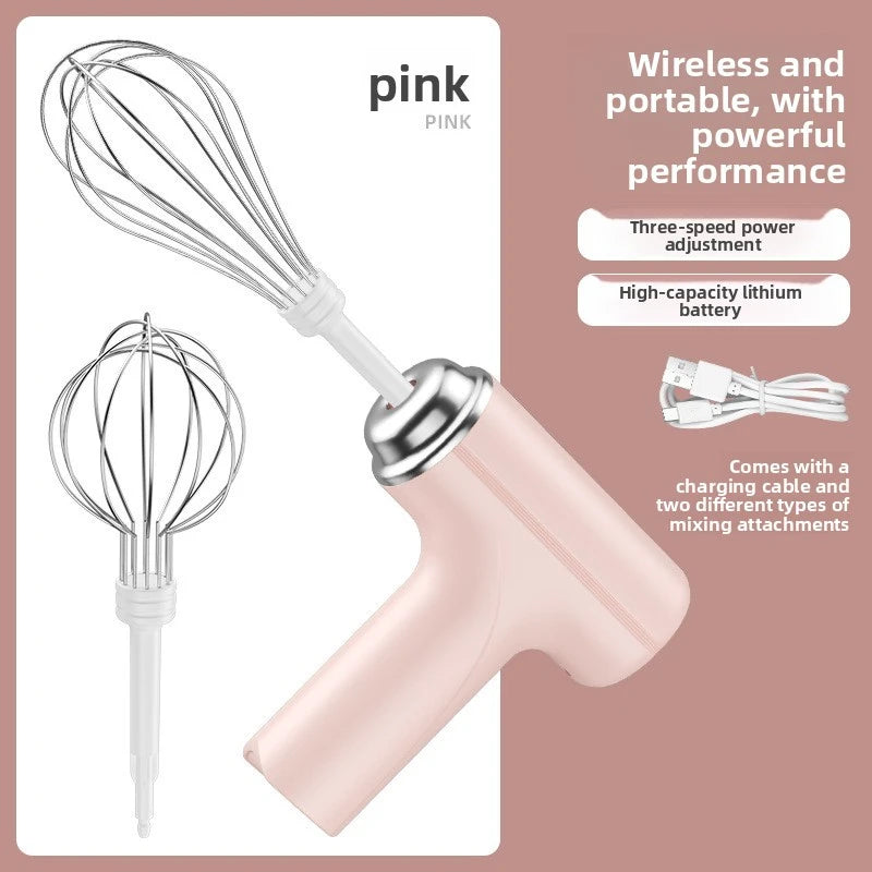 Portable Electric Egg Whisk – USB Rechargeable Hand Beater Electric Hand Whisk PLUSH pink color