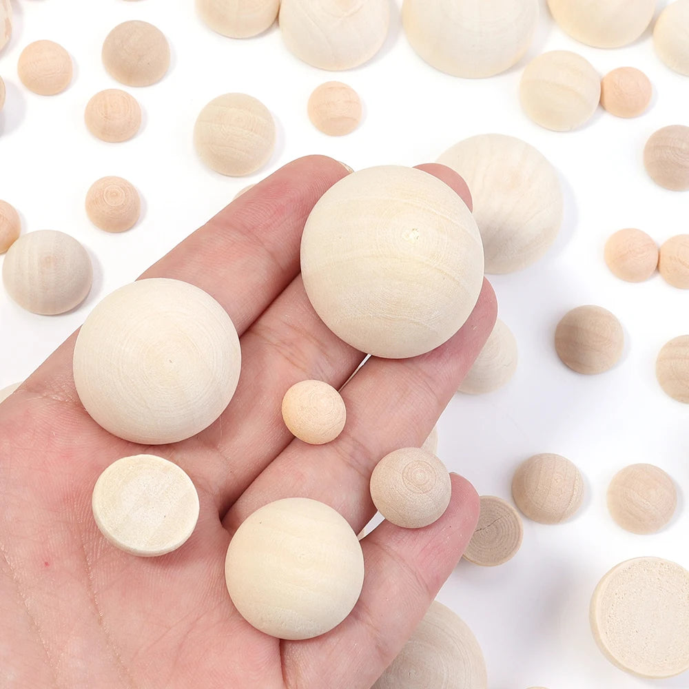 Half Ball Wooden Beads 10–30mm Flatback Cabochon DIY Jewelry Wood Craft Beads PLUSH