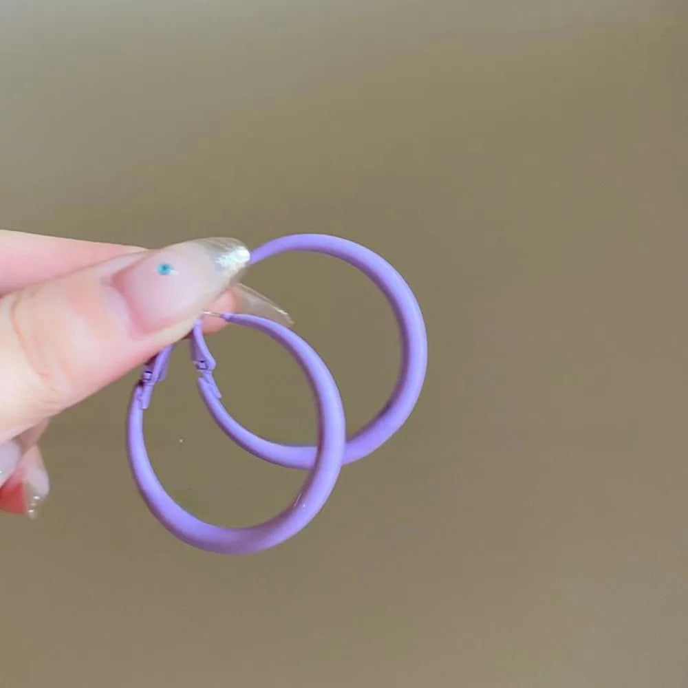 Y2K Geometric Hoop Earrings – Sweet Round Circle Women's Jewelry Hoop Earrings PLUSH Purple