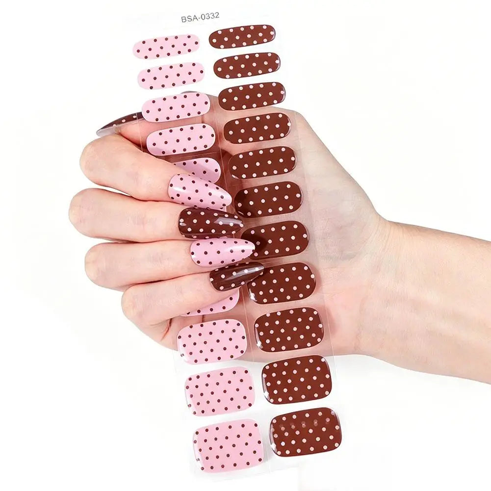 Polka Dot Gel Nail Strips – Waterproof Full Cover Nail Wraps Gel Nail Wraps PLUSH E CN
