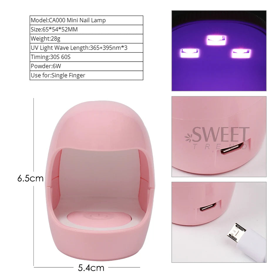 Mini UV LED Nail Lamp – Portable Single Finger Gel Polish Dryer UV LED Nail Dryer PLUSH