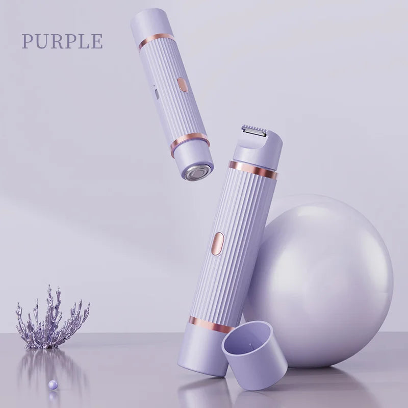 2-in-1 Electric Razor for Women – Rechargeable Body Trimmer Electric Body Trimmer PLUSH Purple USB Type-C
