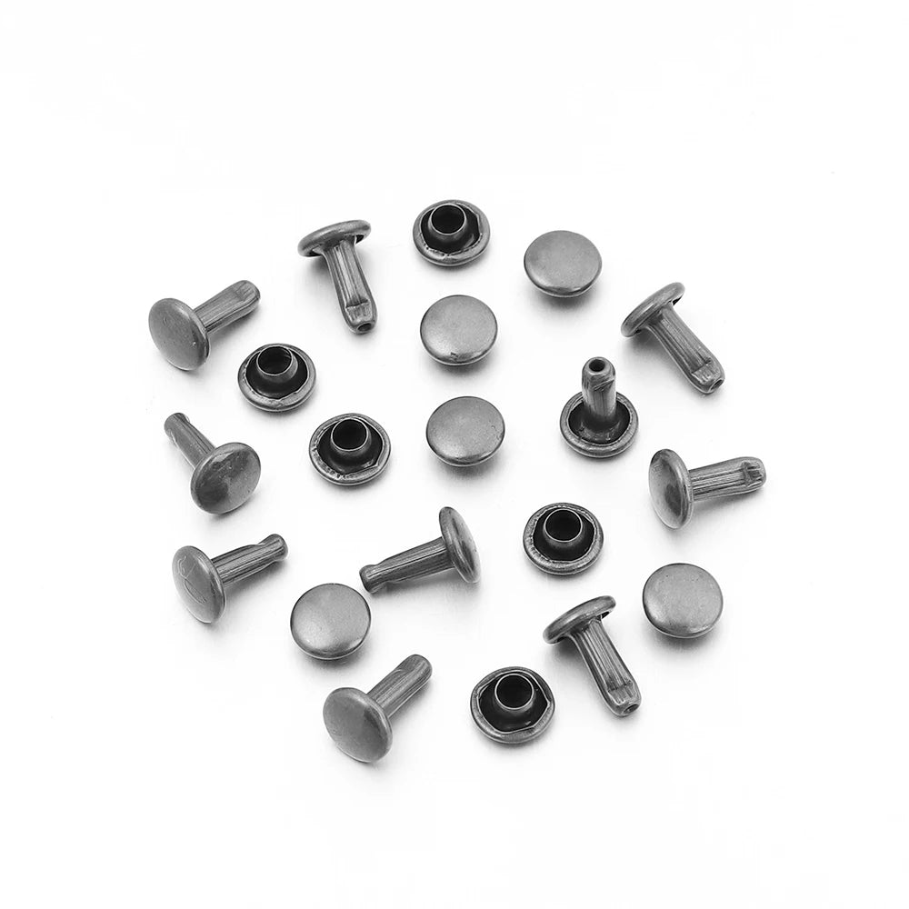 50 Sets Metal Double Cap Rivets for Leather, Bags & DIY Craft Craft Rivets PLUSH gunblack 8x10mm
