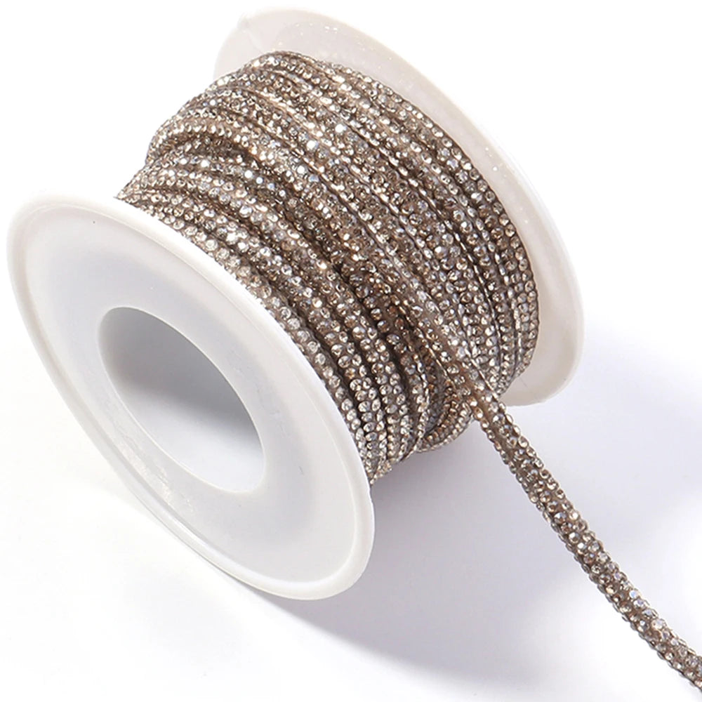 5 Yards Rhinestone Crystal Cup Chain Cord – DIY Jewelry & Crafts Rhinestone Craft Cord PLUSH champagne 4mm