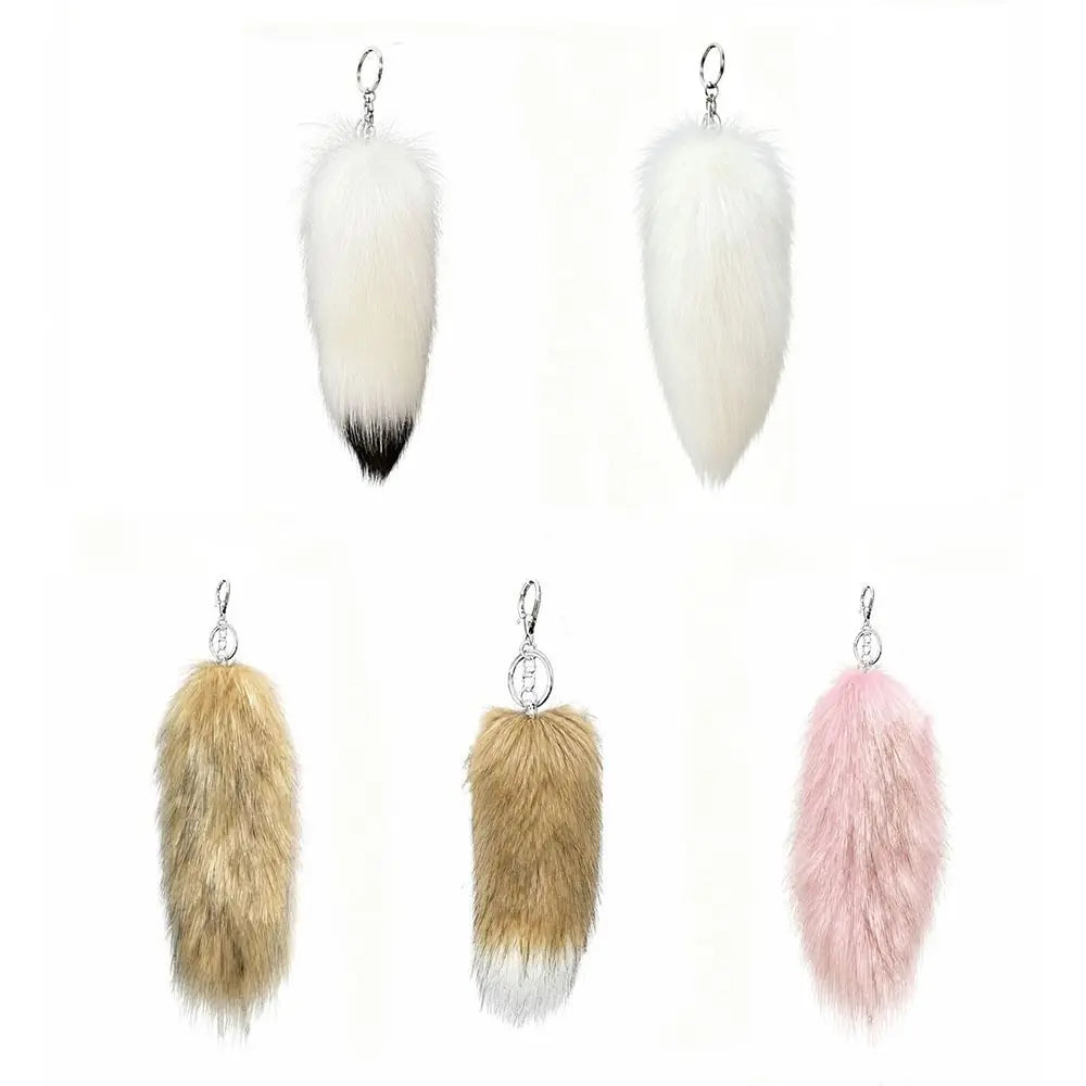 Fluffy Faux Fur Tail Keychain – Plush Cosplay Bag Charm Plush Tail Keychain PLUSH