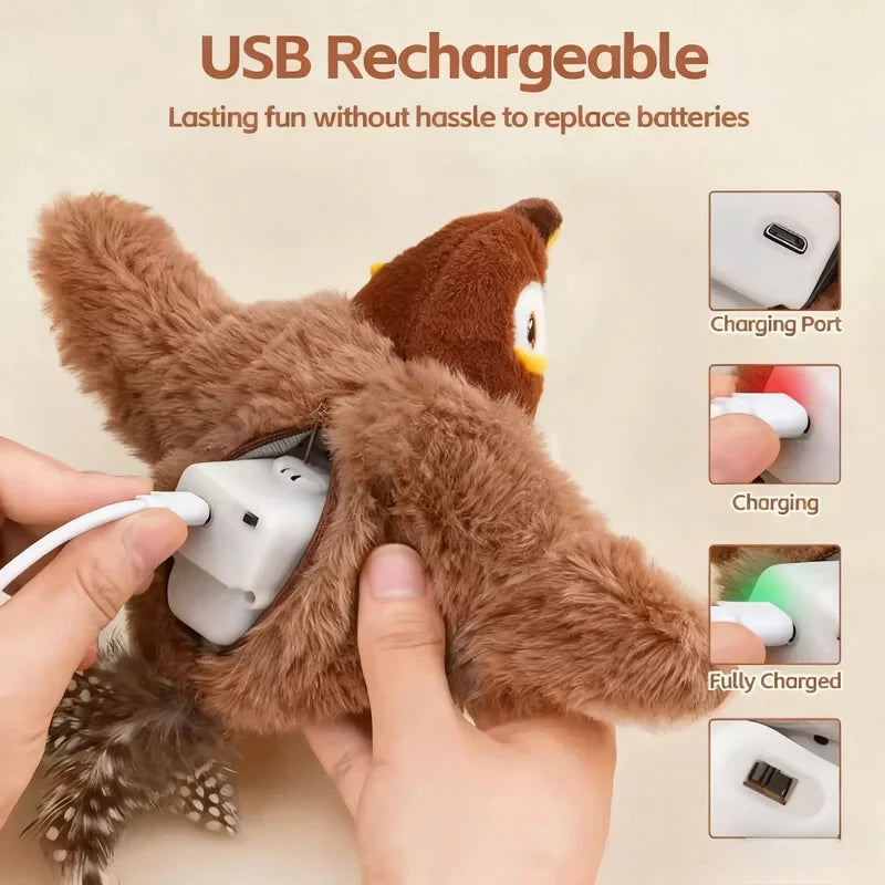 Interactive Chirping Flapping Bird Plush Toy for Cats & Dogs Interactive Pet Toy PLUSH