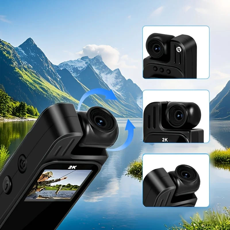 Portable 2K HD Vlog Camera – 180° Rotating Lens & Stabilizer Pocket Vlog Camera PLUSH