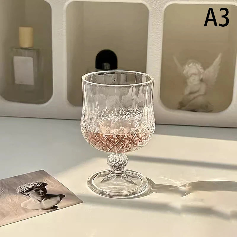 Vertical Striped Glass Cup – Coffee, Juice, Wine & More Glass Drinkware Cup PLUSH style 3