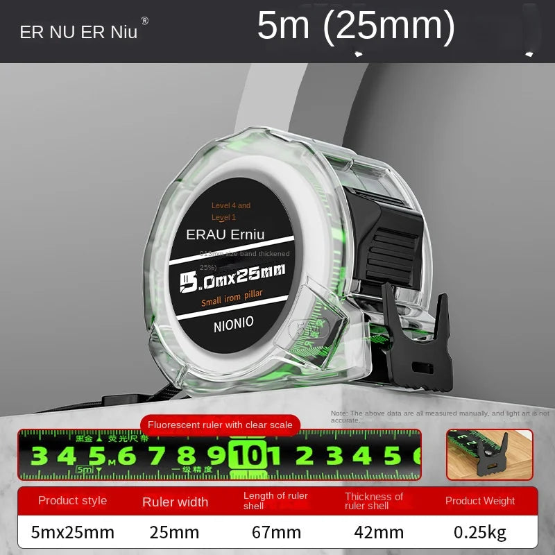 Fluorescent Tape Measure Double-Sided Scale 3/5/7/10m Tape Measure PLUSH 25mm-5M